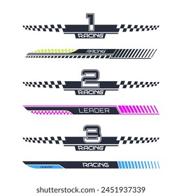 Racing. A sample of the design of the team of racers, fans. A template for a print on a T-shirt, clothes and souvenirs. Design of typography, banner poster. Modern style