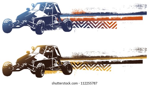 racing sand car with grunge background