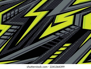 Racing seamless pattern with striped geometric trendy ornament. Sport bright digital background for vinyl wrap and decal. Abstract camo vector texture.