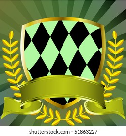 Racing shield with starburst and wreath