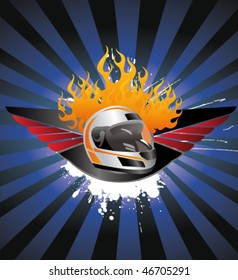 racing sign on the blue ray background