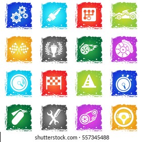 Racing simply symbols in grunge style for user interface design