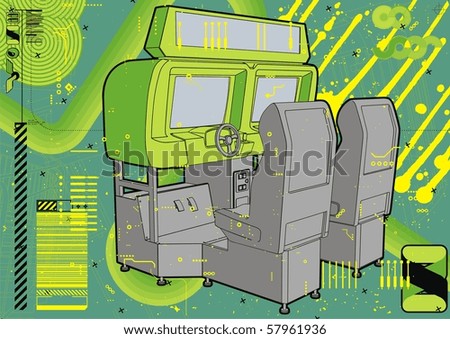 Racing simulation arcade in greens.