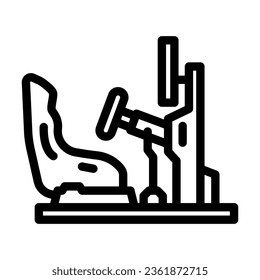 Rennsimulator Fahrzeug-Linie Symbol Vektorgrafik. Rennsimulator-Fahrzeugzeichen. isoliertes Kontursymbol