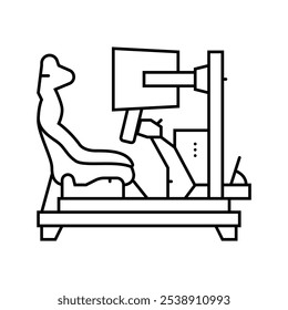 Rennsimulator Fahrzeug Linie Symbol Vektor. Rennsimulator-Fahrzeugschild. isoliertes Kontursymbol, schwarze Illustration