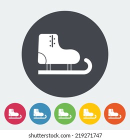 Racing skates. Single flat icon on the circle. Vector illustration.