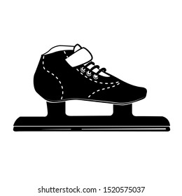 Racing skating glyph icon, winter activity and sport, black logo ice skate sign, solid pattern isolated on white background,