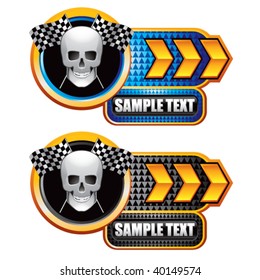 racing skull and checkered flags gold arrow nameplate banners