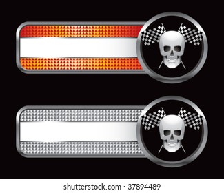 racing skull with checkered flags on specialized banners