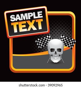 racing skull with checkered flags on stylized template