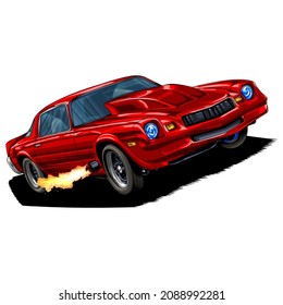 Racing speed car isolated on white background for poster, t shirt print, business element, social media content, blog, sticker, vlog, and card. vector illustration.