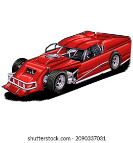 Racing speed car isolated on white background for poster, t shirt print, business element, social media content, blog, sticker, vlog, and card. vector illustration.