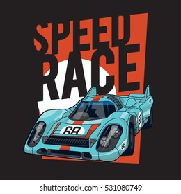 Racing speed car typography, t-shirt graphics, vectors