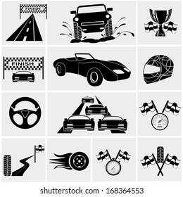 Racing and speed related icons set. 