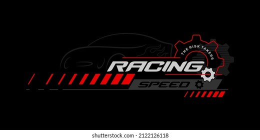 Racing Speed trendy fashionable vector t-shirt and apparel design, typography, print, poster. Global swatches. 