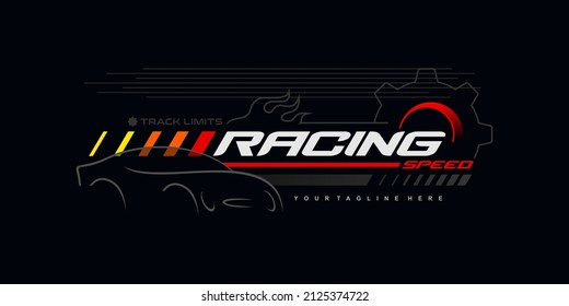 Racing Speed trendy fashionable vector t-shirt and apparel design, typography, print, poster. Global swatches. 