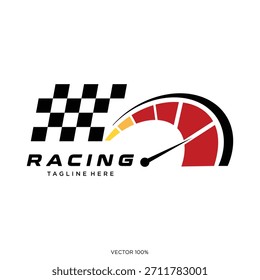 Racing Speedometer und Checkered Flag Logo