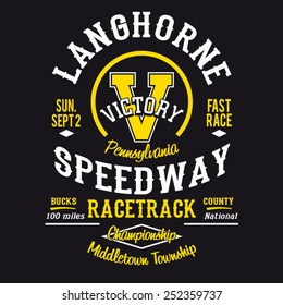 Racing  speedway typography, t-shirt graphics, vectors