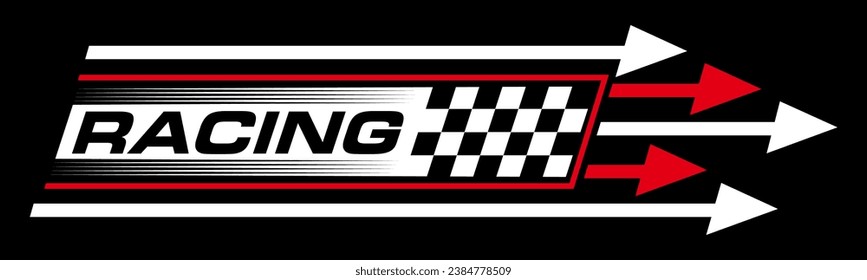 Racing sport background with checkered flag, racing line decals vinyl print for t-shirts, banners, posters. Auto transport race sport sticker