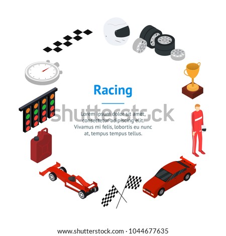 Racing Sport Banner Card Circle Isometric Stock Vector Royalty