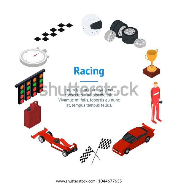 Racing Sport Banner Card Circle Isometric\
View Element Web Design for Competition and Award. Vector\
illustration of Symbol Racing\
Championship