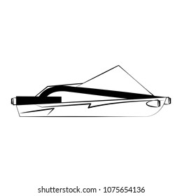 Racing sport boat on black white colors