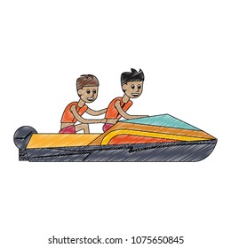 Racing sport boat Water sport scribble