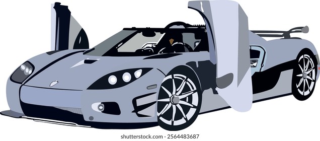 Racing Sport Car Cartoon Vector Icon Illustration. Racing sport car icon isolated on white background for banner, print, logo, posters in cartoon style. Sports car logo vector illustration