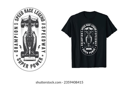 Racing sport car vector Speed  T-shirt design. racing club and motorsport championship, 