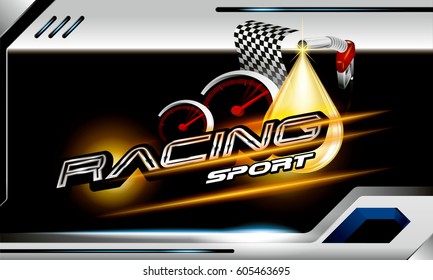 Racing sport with pump head and drop oil vector concept for design