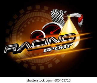 Racing sport with pump head and drop oil vector concept for design