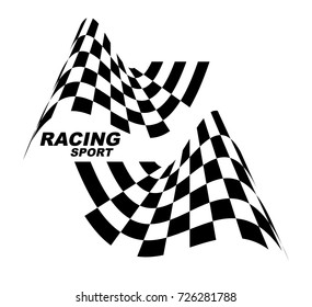 Racing sport. Starting and finishing flags. Checkered flag.