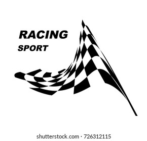 Racing sport. Starting and finishing flags. Checkered flag.