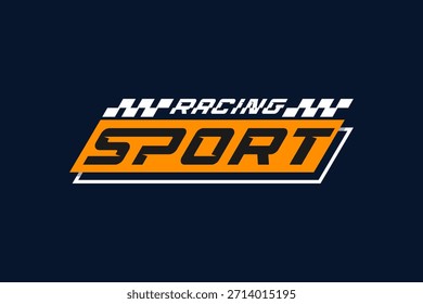 Racing Sport Typography emblems logo template isolated on Blue background .