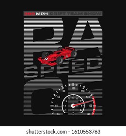 Racing sport typography, tee shirt graphics, vectors, hand drawn artwork