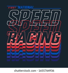 Racing sport typography, tee shirt graphics, vectors