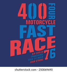 Racing sport typography, t-shirt graphics, vectors