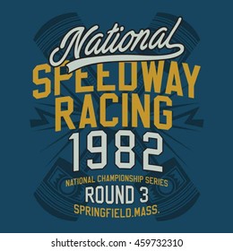 Racing sport typography, t-shirt graphics, vectors