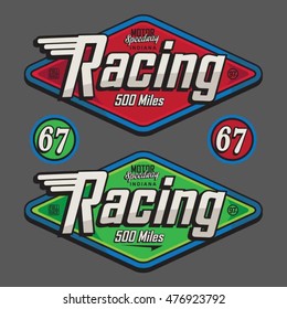 Racing sport typography, t-shirt graphics, vectors