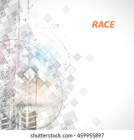Racing square background, vector abstraction in race car track