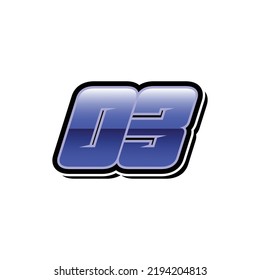 Racing Start Blue Number 03 Vector Template