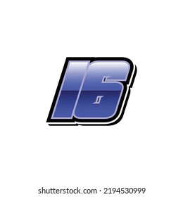 Racing Start Blue Number 16 Vector Template