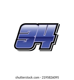 Racing Start Blue Number 34 Vector Template