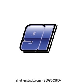 Racing Start Blue Number 91 Vector Template