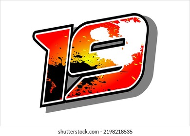 diseño vectorial de número de inicio de carrera con formas brillantes únicas y colores adecuados para números de carreras
