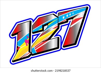 racing start number vector design with unique bright shapes and colors suitable for racing numbers