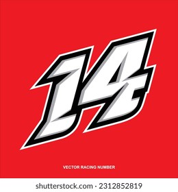 Racing start race number 14 sport vector illustration