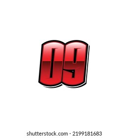 Racing Start Red Number 09 Vector Template