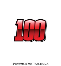 Racing Start Red Number 100 Vector Template