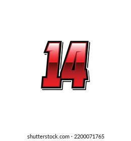 Racing Start Red Number 14 Vector Template